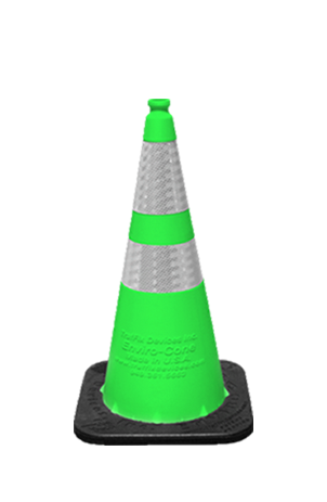 Green 28” Enviro-Cone® with 4 & 6-inch Reflective Collars and 7lb. Base (Qty 6)