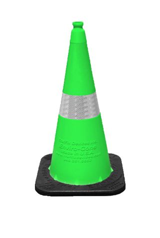 Green 28” Enviro-Cone® with 4-inch Reflective Collar and 7lb. Base (Qty 6)