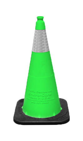 Green 28” Enviro-Cone® with 6-inch Reflective Collar and 7lb. Base (Qty 6)