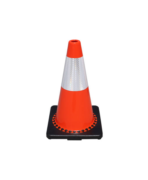 Orange 18” PVC Cone with Reflective Collars and 3lb. Base (Qty 6)