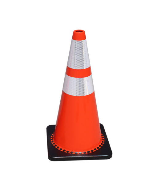 Orange 28” PVC Cone with Reflective Collars and 7lb. Base (Qty 6)