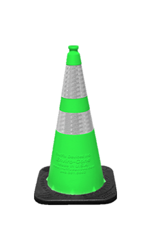 Green 28” Enviro-Cone® with 4 & 6 inch Reflective Collars and 7lb. Base (Qty 6)