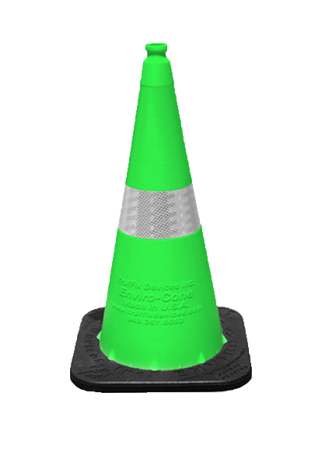 Green 28” Enviro-Cone® with 4 inch Reflective Collar and 7lb. Base (Qty 6)