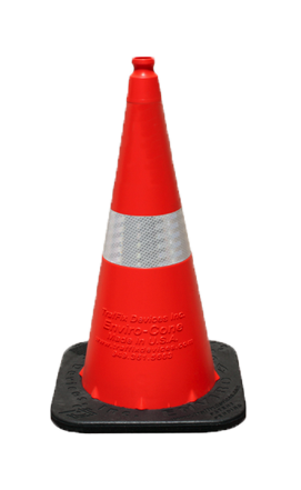 Orange 28” Enviro-Cone® with 4 inch Reflectve Collar and 7lb. Base (Qty 6)